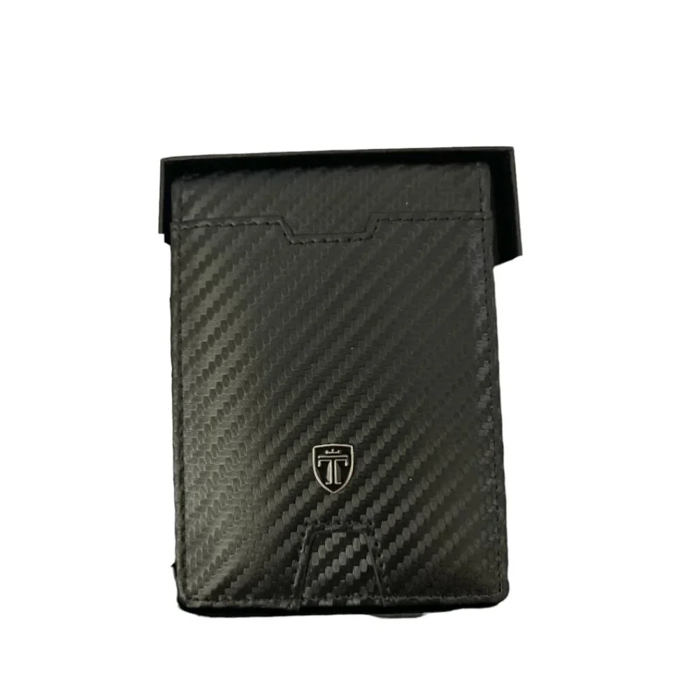 Travando  Men's Slim Wallet with Money Clip Austin RFID blocking Holder - Carbon